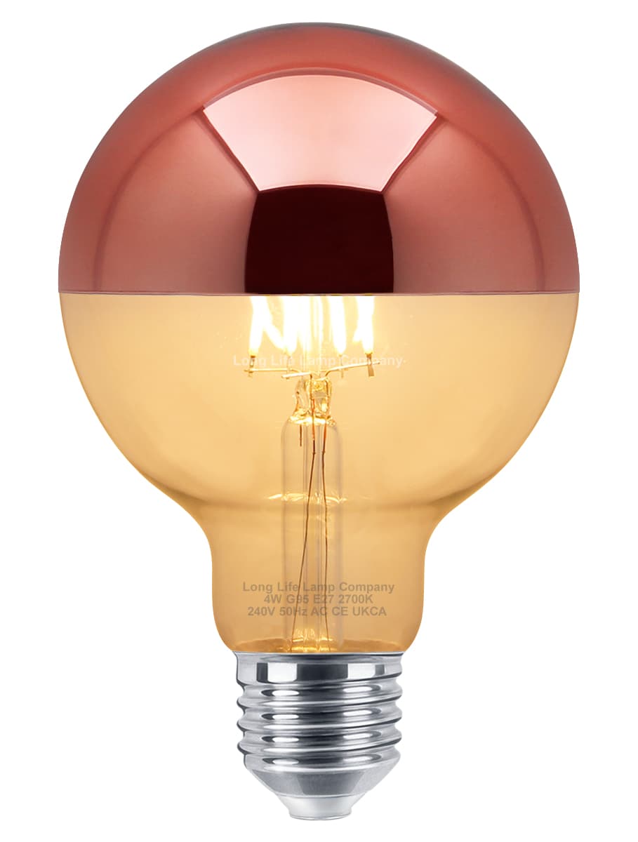 4W LED Crown Copper Light Bulb Mirror Top E27 Warm White 2700k