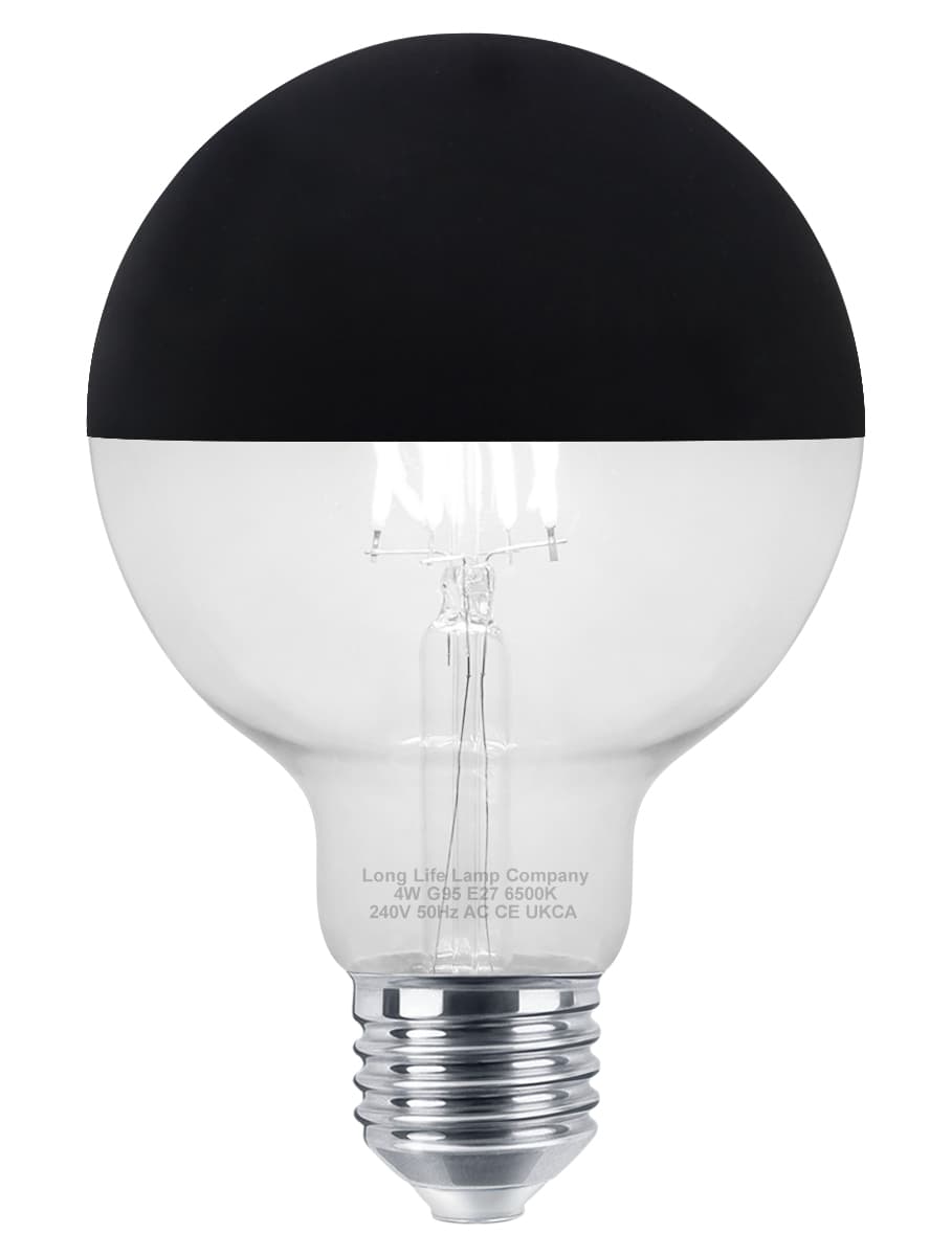 4W LED Crown Top Light Bulb Matte Black E27 Cool White 6500k