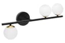 Modern Indoor Frosted Glass Globe Scone Matte Black 3 Light Wall Light H3087 With LED G9 Warm White