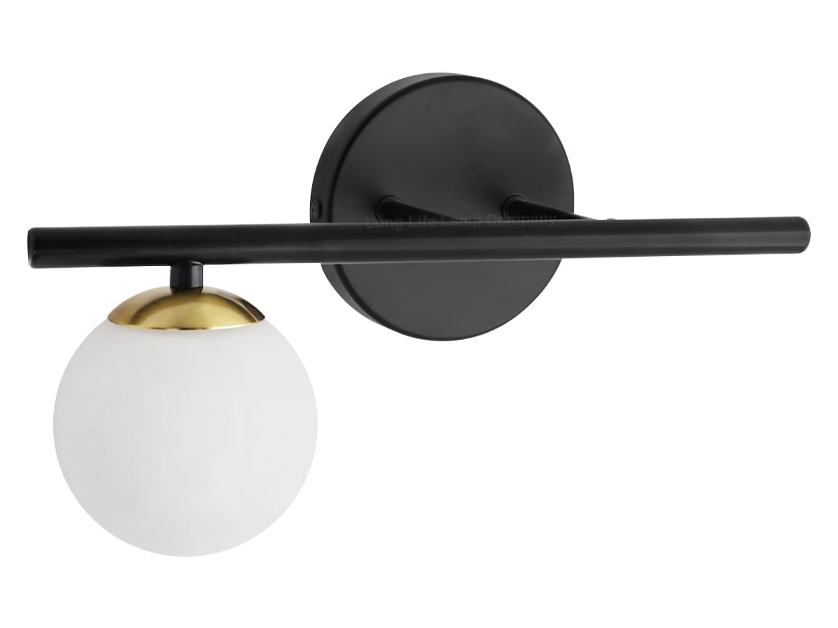 Modern Indoor Frosted Glass Globe Scone Matte Black Wall Light H3088 With LED G9 Warm White