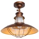 Industrial Rustic Copper Caged Flush Mount Ceiling Light H3105