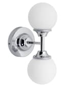 Modern Chrome Double Wall Light Sconce Frosted Glass Globe IP44 H3095 with LED G9 Warm White
