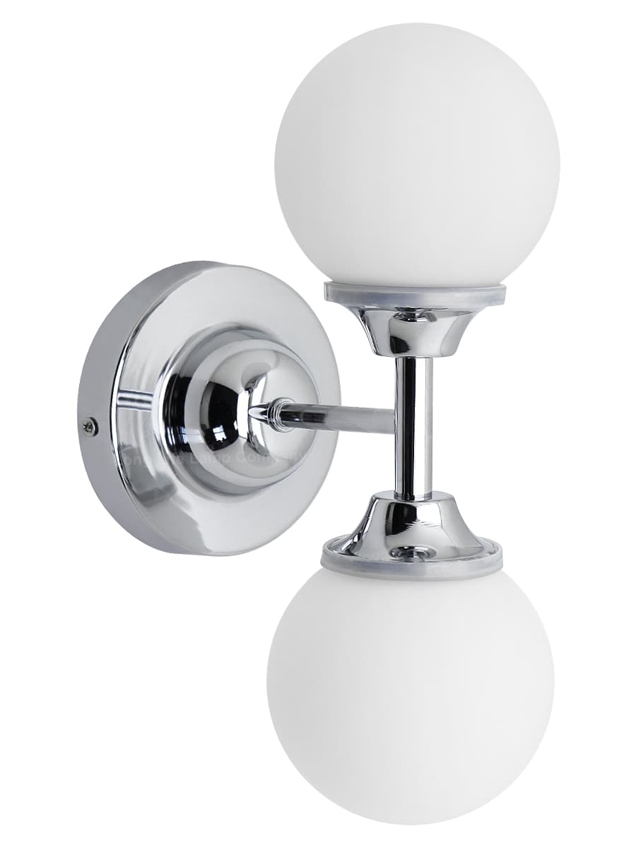 Modern Chrome Double Wall Light Sconce Frosted Glass Globe IP44 H3095 with LED G9 Warm White