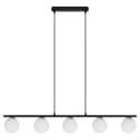 Modern Black Ceiling 5 Lights Pendant Light Glass Globe Shades Frosted Opal H3086