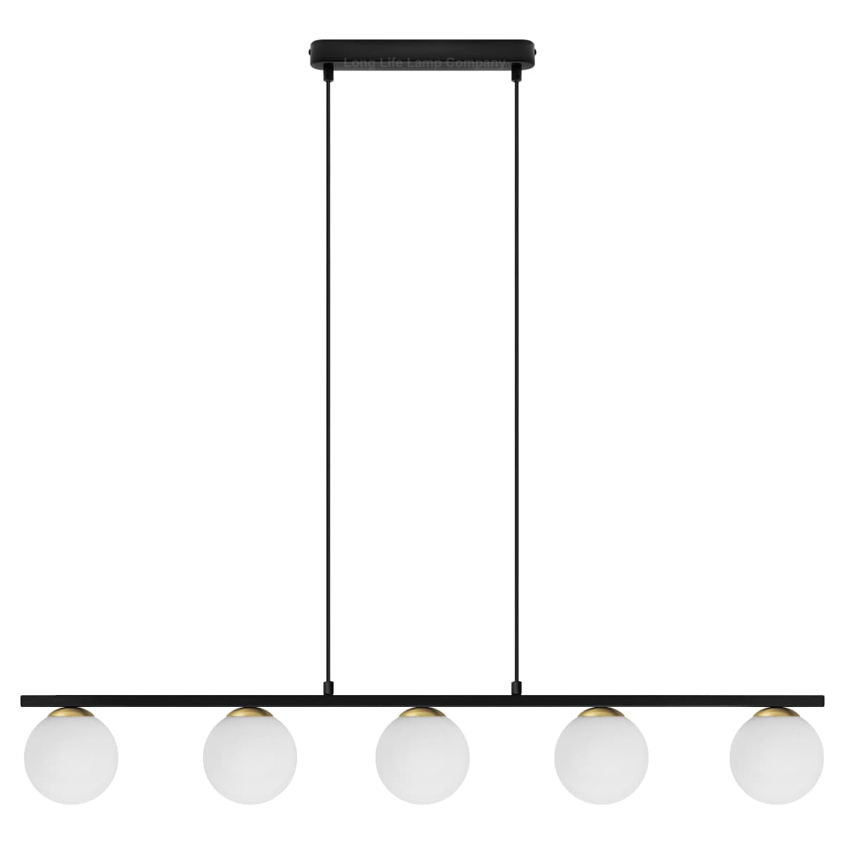 Modern Black Ceiling 5 Lights Pendant Light Glass Globe Shades Frosted Opal H3086