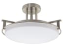 Industrial Brush Chrome Round Ceiling Light Semi Flush Mount Opal H3092