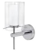 Modern Glass Wall Light Chrome Clear Glass Shade IP44 H3098 with G9 LED 5w Warm White