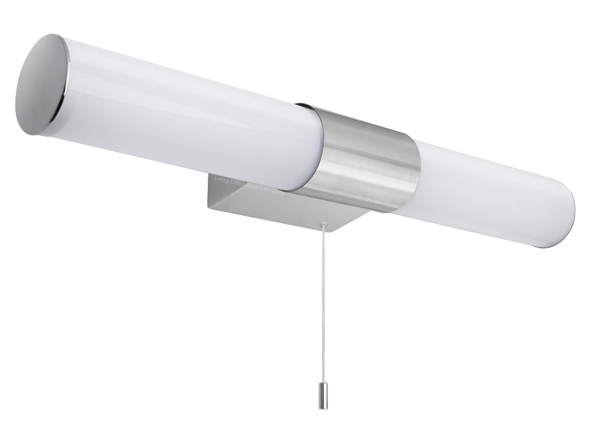 8w LED Bathroom Frosted Mirror Wall Light With Pull Cord Cool White 6500k IP44