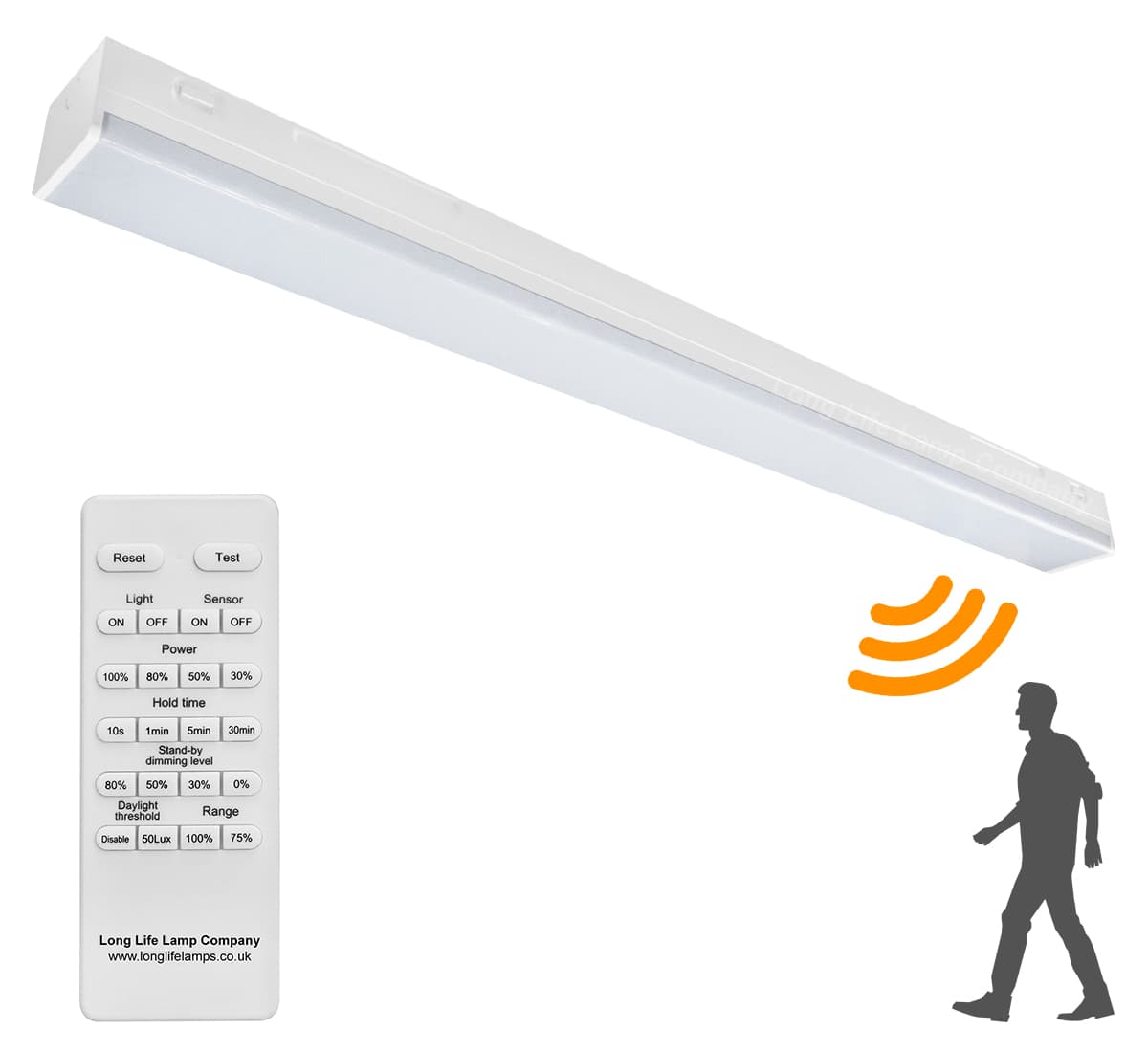40W LED Microwave Sensor Ceiling Batten Light Fitting 4 feet Remote Control 6500k MSBL40
