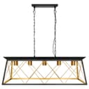 Large Vintage Black Hanging Ceiling Lantern Cage 5 Fitting Brass Pendant Light H3116