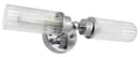 Ribbed Glass Twin Wall Light Polished Chrome Slim Side IP44 H3137