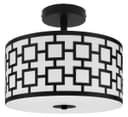 Frosted Glass Ceiling Light Flush Mount Drum Lamp Shade Black Chequered