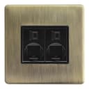 2 Gang Double Ethernet Port Data Socket CAT 5 Wall Plate Brush Antique Brass