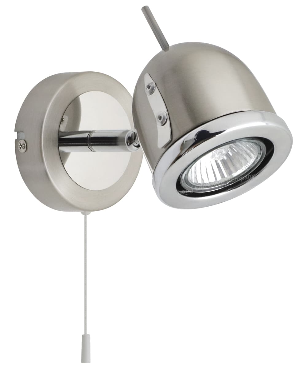 Brush Chrome Mounted Reading Wall Light Pull Switch Adjustable Head H3037