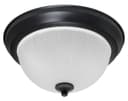 Flush Fitting Black Ceiling Light Frosted Glass Dome Shade Metal Surround IP44 H3110