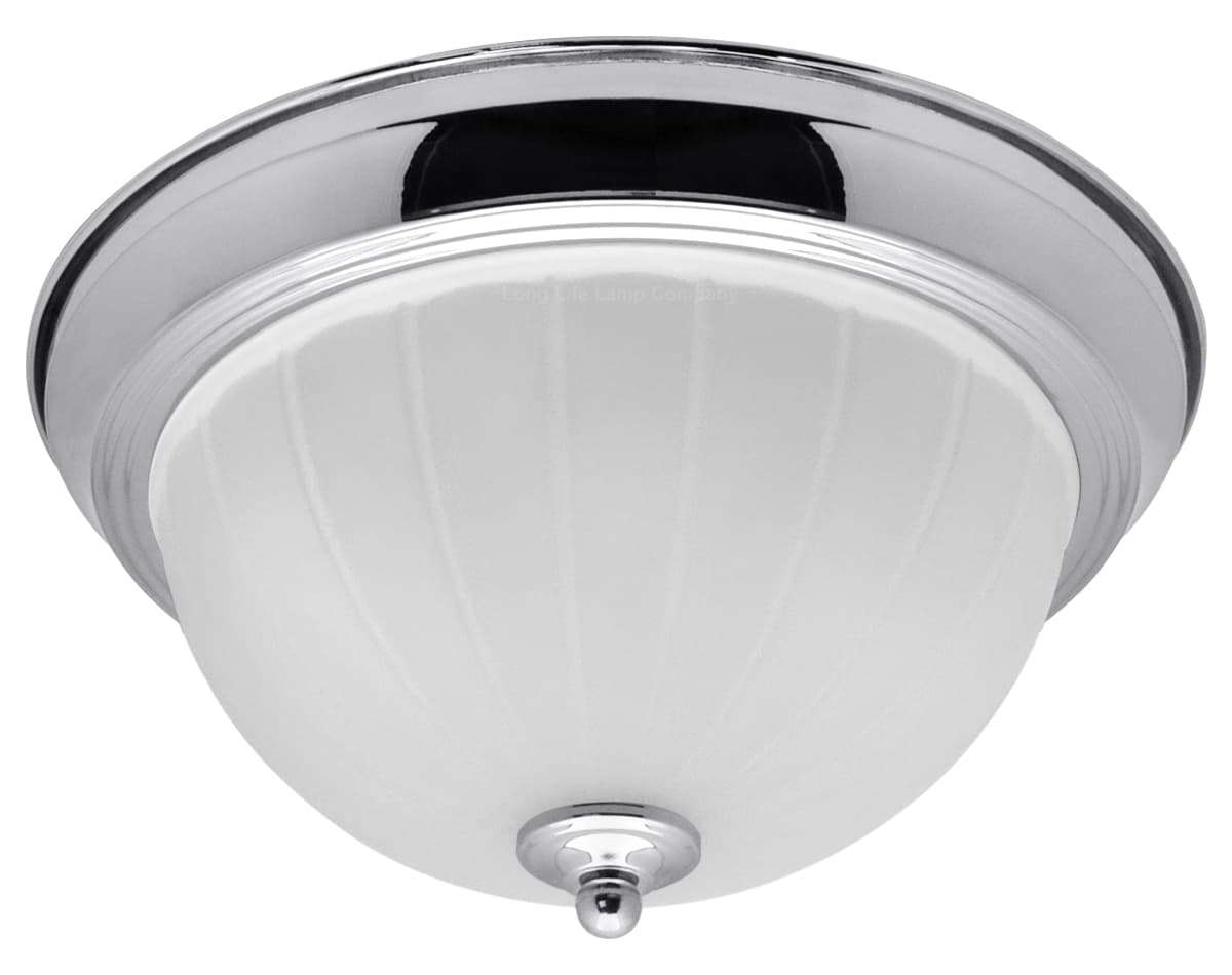 Flush Fitting Chrome Ceiling Light Frosted Glass Dome Shade Metal Surround IP44 H3111