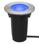 5w LED Outdoor Ground Walkover Light Round Blue Brushed Chrome Finish Recessed Uplighter GL05B
