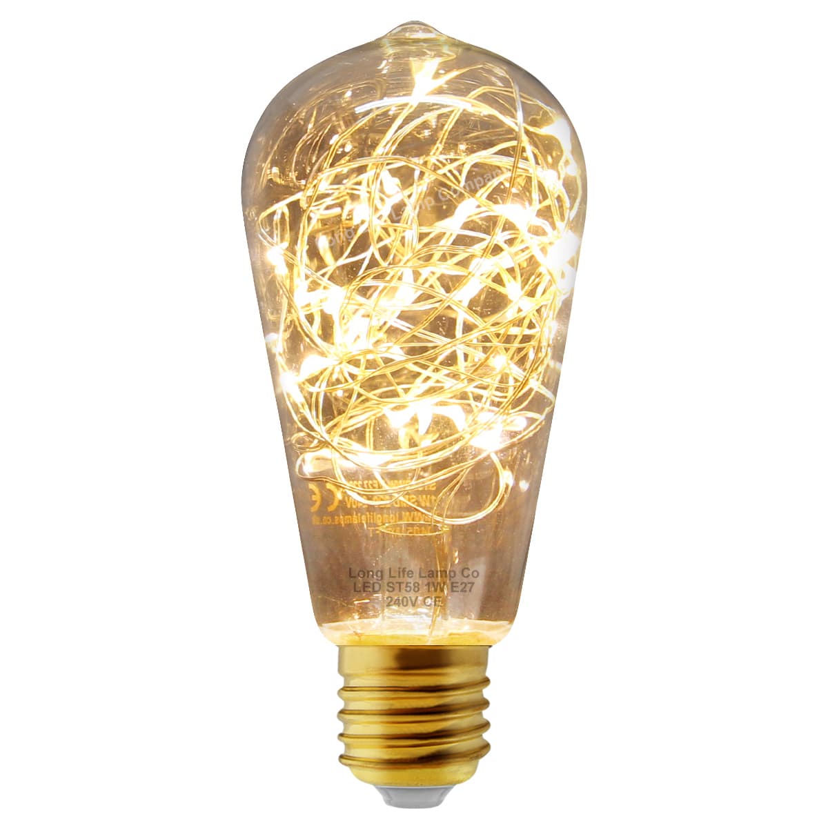 1w  E27 ST58 LED Warm White Fairy String Filament Light Bulb