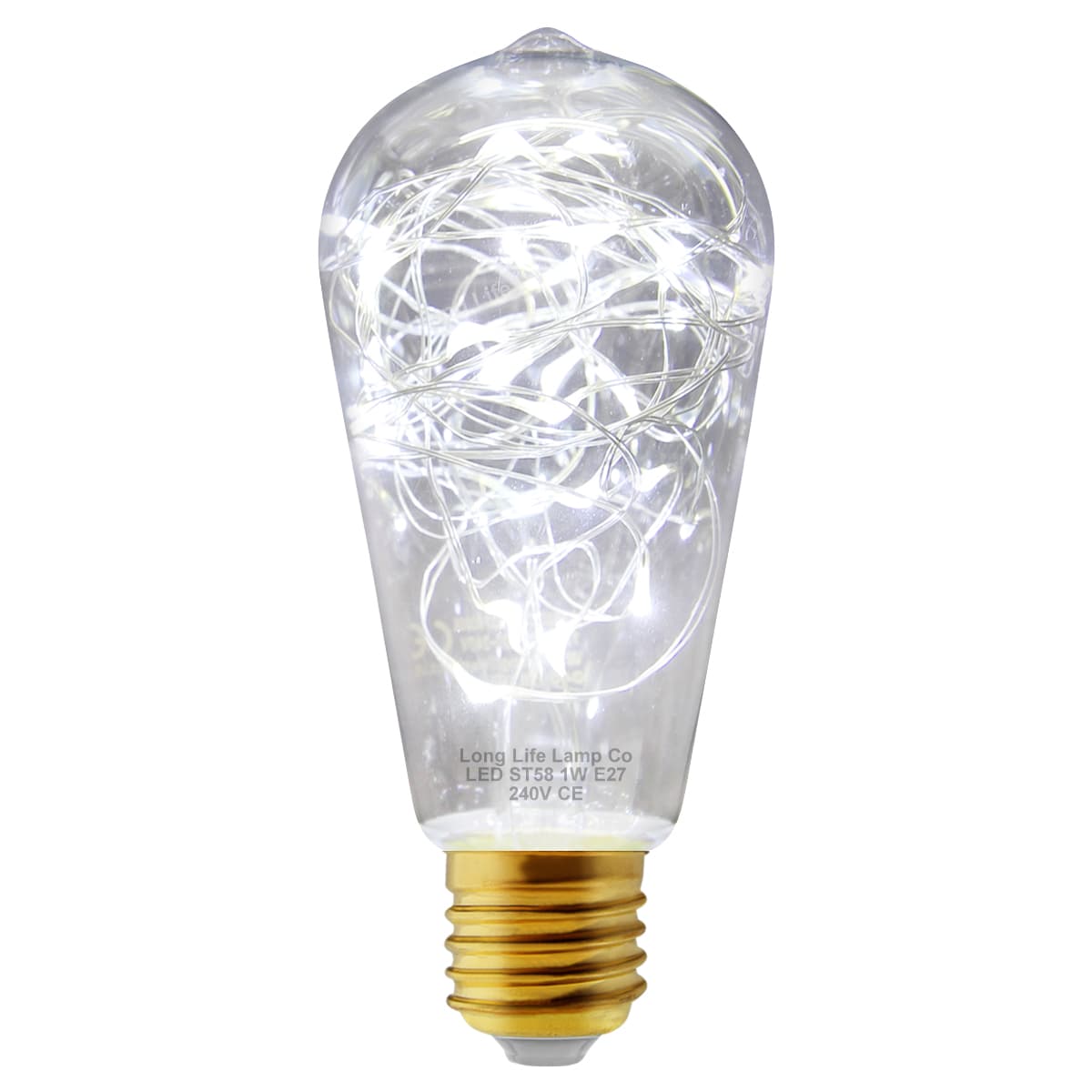 1w  E27 ST58 LED Cool White Fairy String Filament Light Bulb
