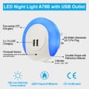 1w Blue LED Night Light 2 USB Ports Automatic Sensor Dusk To Dawn A78B