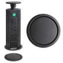 Black Top Power Tower Pop Up Socket With 2 USB Charging Port 3 Plug Sockets 