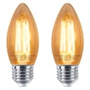 Vintage 4w LED Candle E27 Filament Light Bulb Edison Screw Smoked Gold Glass 2 Pack