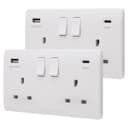 2 Gang 13amp Double Switched Socket USB C PD20W and A Quick Charge UK Plug Wall Outlet USBW3PD