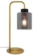 Modern Vintage Brass Table Lamp Smoke Grey Glass Shade T501