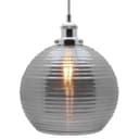 Modern Vintage Smoked Grey Ribbed Glass Globe Ceiling Pendant Lamp Shade K409