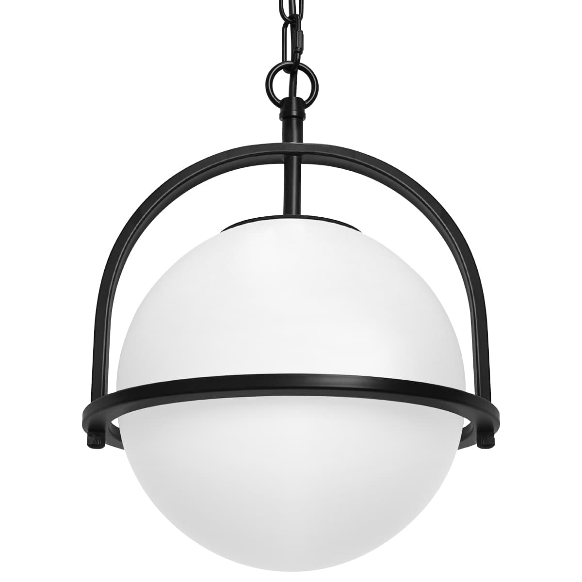 Industrial Nautical Ceiling Pendant Light Opal Globe Glass Black Chain Suspended K426