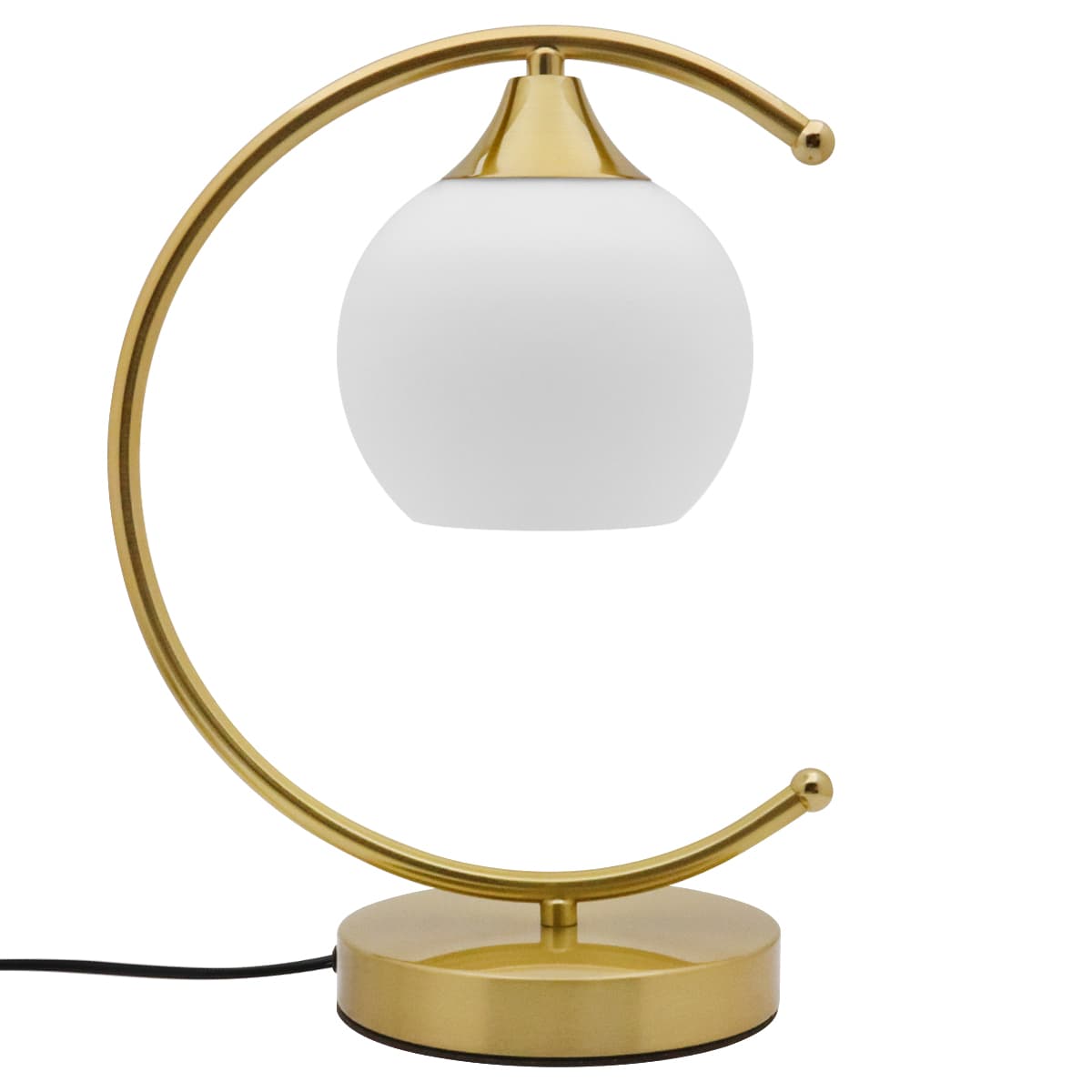 Arch Brass Table Lamp Opaque Glass Globe Shade Opal Sphere T515