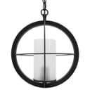 Industrial 3 Ring Ceiling Pendant Light Black Metal Chain Suspended Frosted Glass Lamp Shade K441
