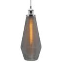 Retro Chrome Ceiling Pendant Light Ribbed Smoked Grey Glass Lamp Shade K421