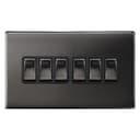 Light Switch 6 Gang 2 Way Polished Black Nickel Wall Switch Screwless Finish N310GME