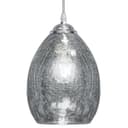 Retro Chrome Ceiling Pendant Light Fixture Grey Cracked Glass Oval Lamp shade H3058