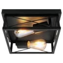 Industrial Black Ceiling Light Square 2 Light Box Lantern Flush Mounted K438