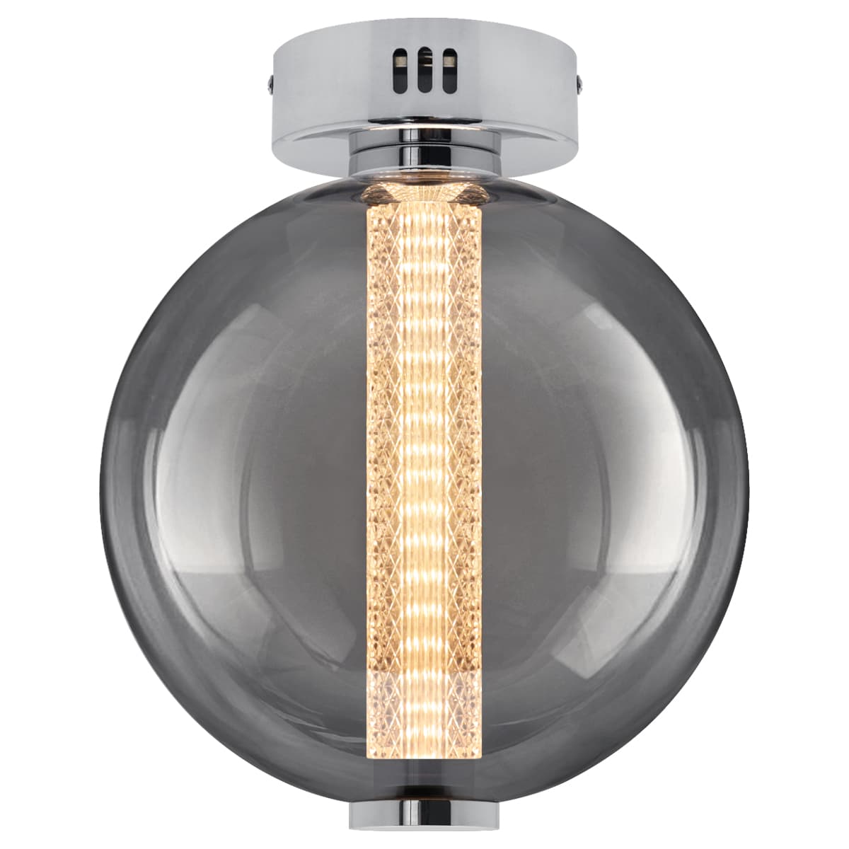 LED Globe Smoked Grey Glass Ceiling Light Flush Mounted Lamp Shade 9W 3000K K440