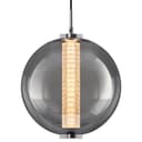 LED Globe Ceiling Pendant Light Smoked Grey Glass Lamp Shade Chrome Holder K437
