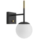 Modern Brass Wall Light Black Frosted Glass Globe Sconce H3125