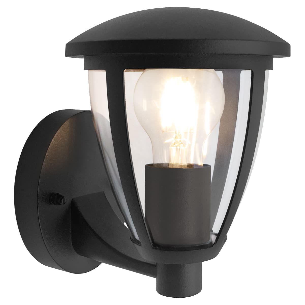 Outdoor Upward Wall Light Black Lantern Clear Diffuser IP44 ZLC380