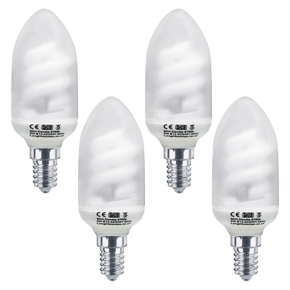 4 x 5W Mini Candle Light Bulbs E14 Energy Saving Candle Lamps 