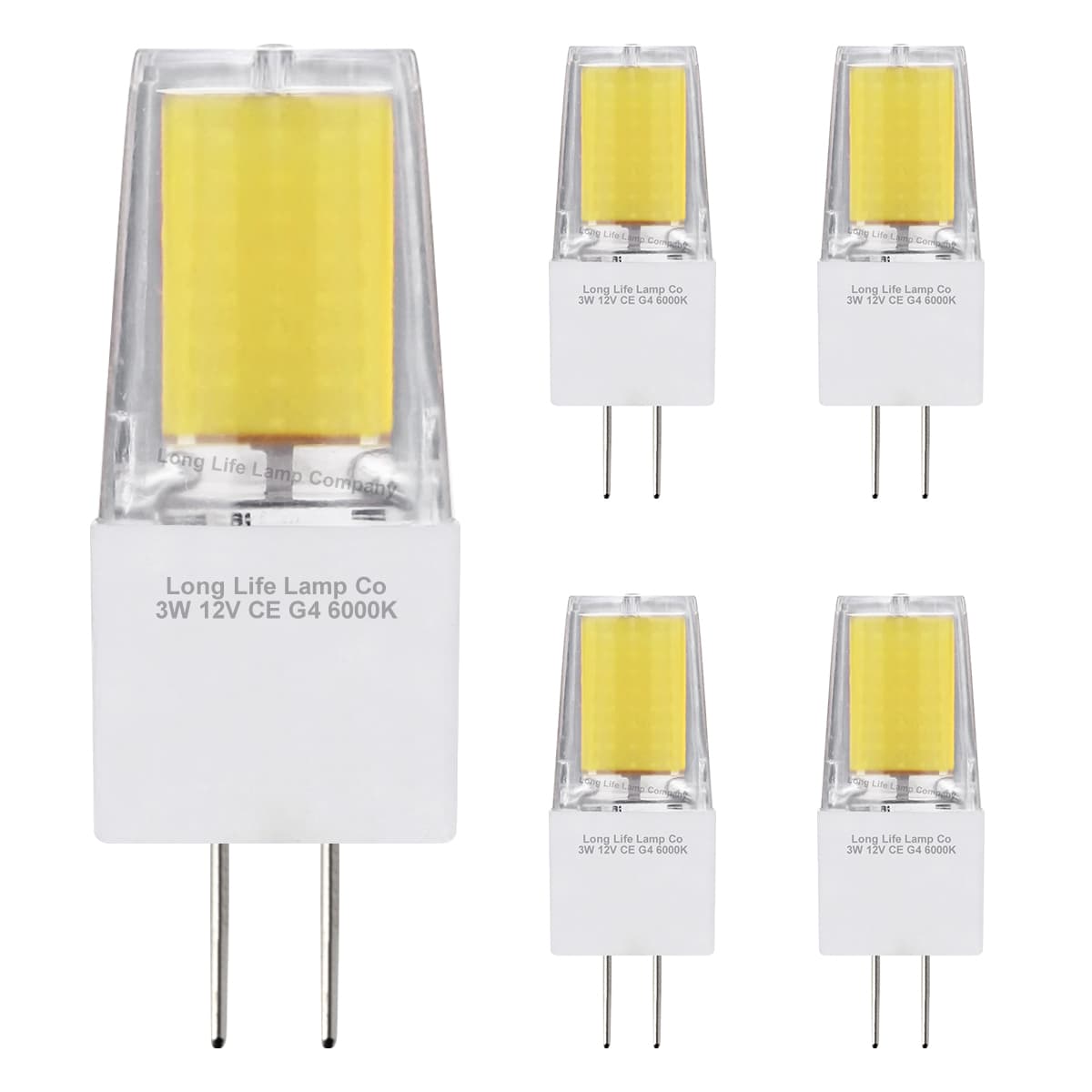 5 x G4 12v LED Bulbs Cool White 3w Replacement for 30w Halogen Capsule Light 2pin AC/DC