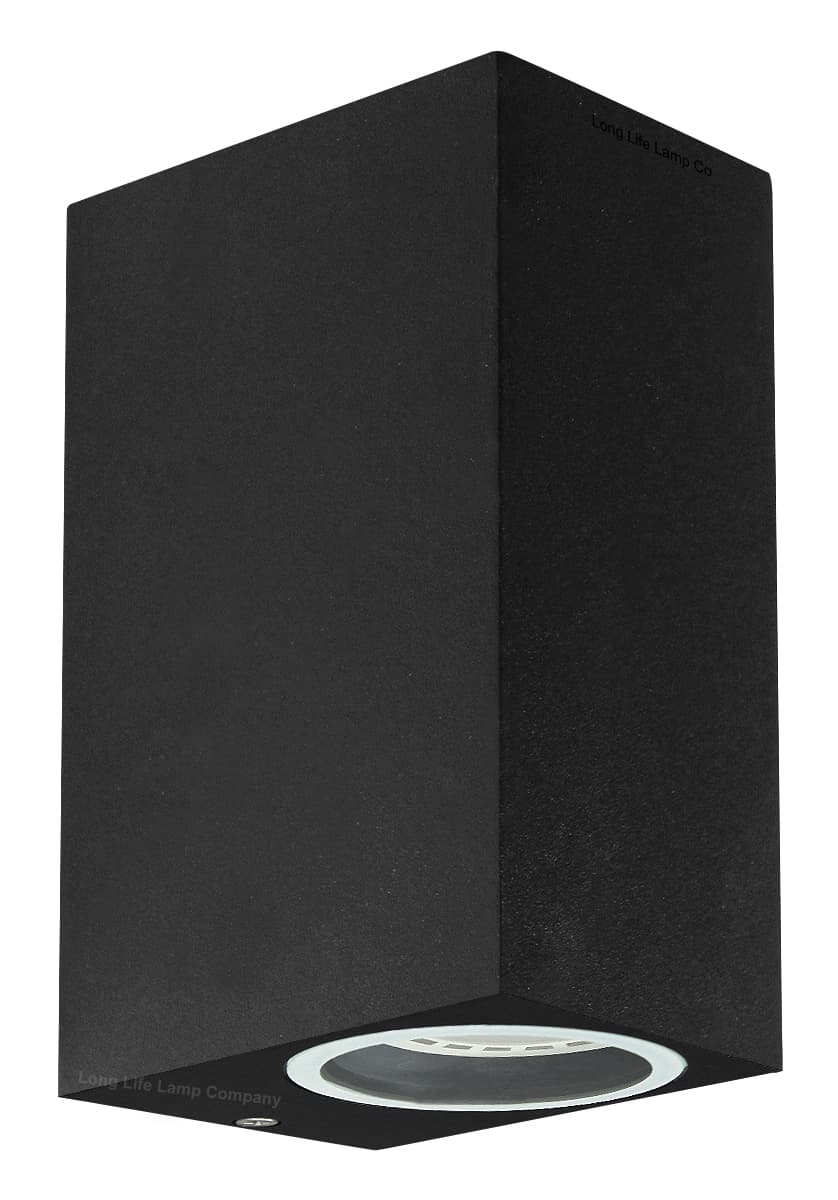 Modern Rectangular Up Down Matt Black Outdoor Wall Light Fixture GU10 ZLC061B 