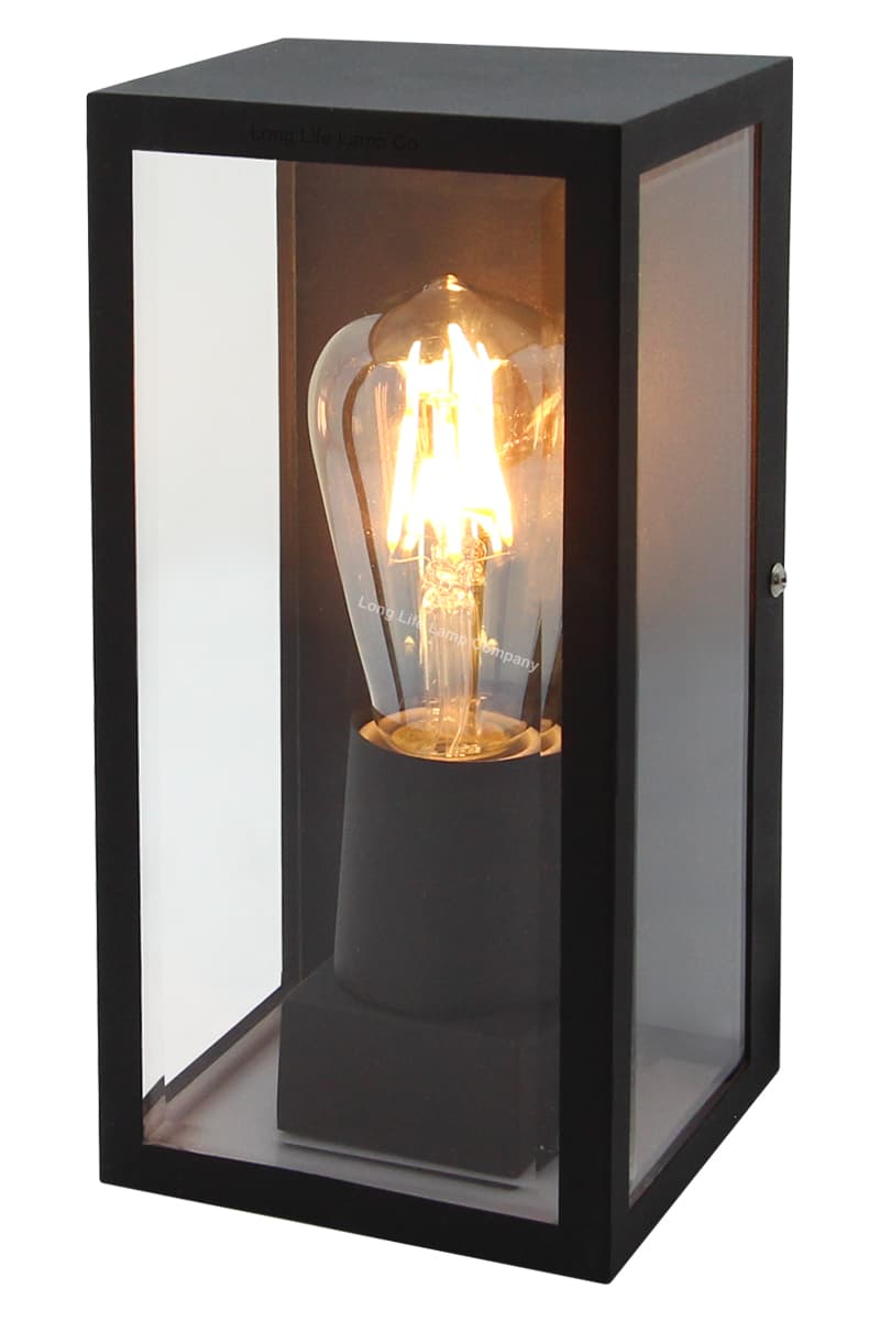 Rectangular Glass Wall Lantern Outdoor Garden Wall Light Black Body Metal Luminaire ZLC084B