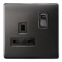 Single Wall Socket Switched Black Nickel 1 Gang Screwless 13a Single Pole N405GME
