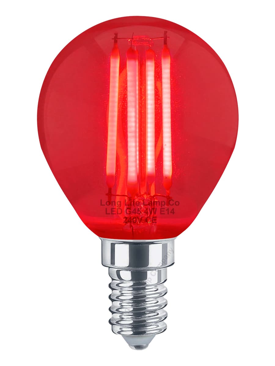 Ambient Fireglow 4w LED Golf Ball Red Light Bulb E14 Clear Glass