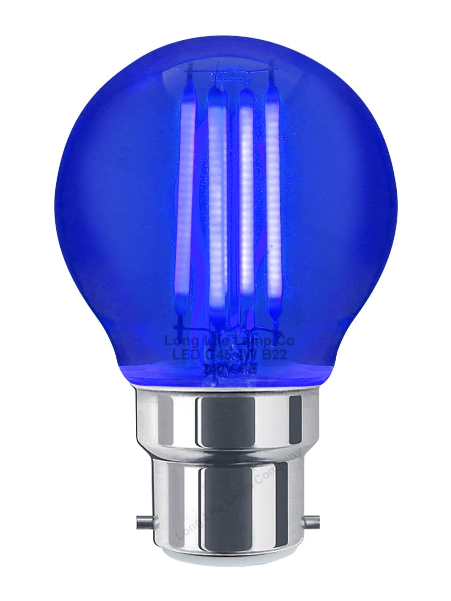 Ambient Fireglow 4w LED Golf Ball Blue Light Bulb B22 Bayonet Clear Glass
