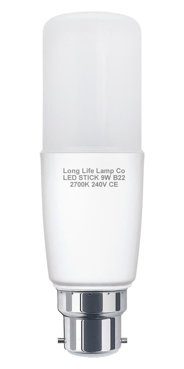 9w LED Stick Light Bulb B22 Warm White 3U Replacement 60w Equivalent 2 Pack 