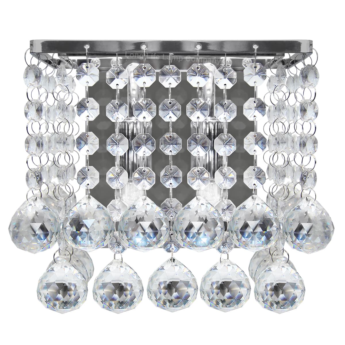 Modern Polished Chrome Indoor Wall Light Chandelier Crystal Droplets Twin G9 Lamp 