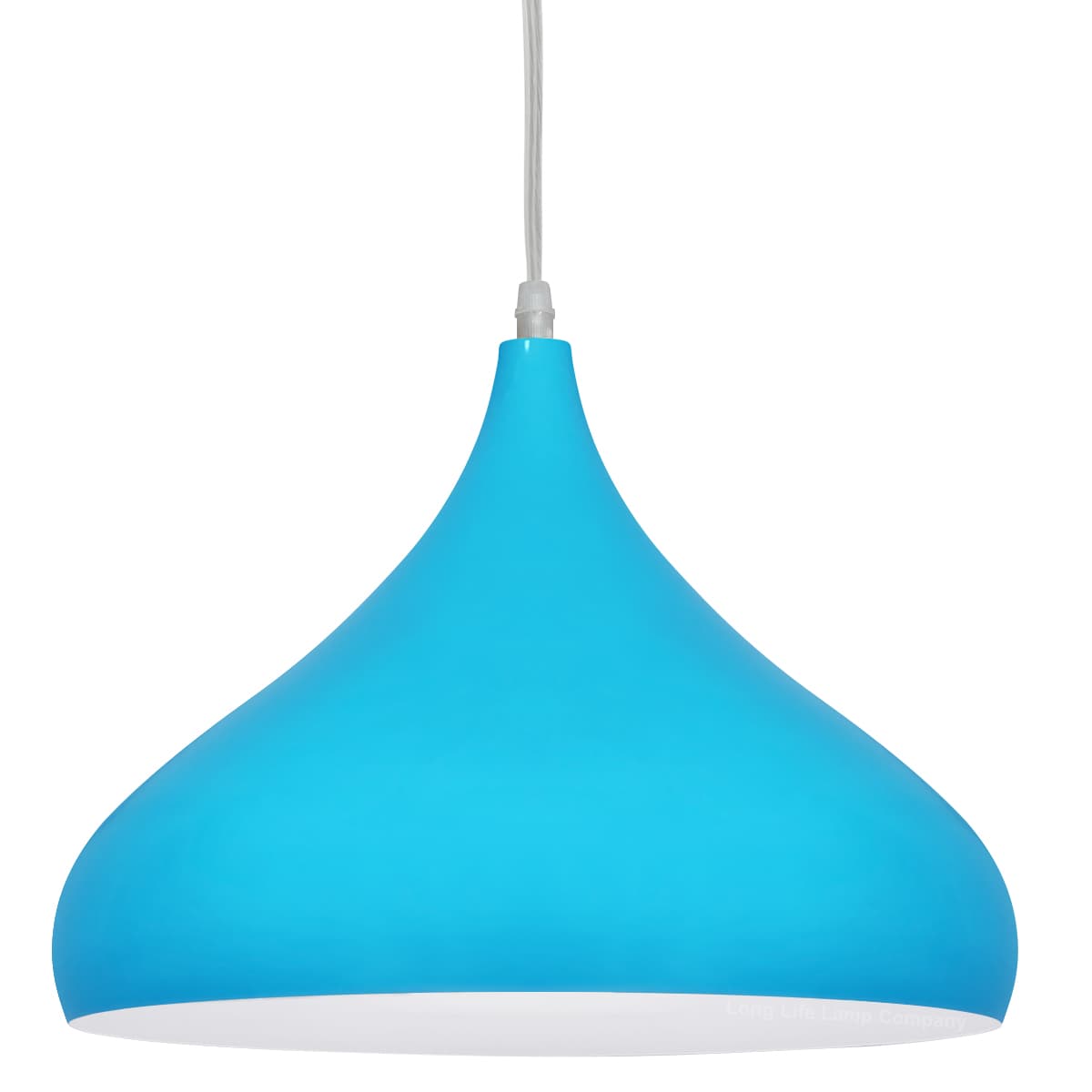Light Blue Lamp Shade Ceiling Pendant Light Metal Dome Gloss Finish 